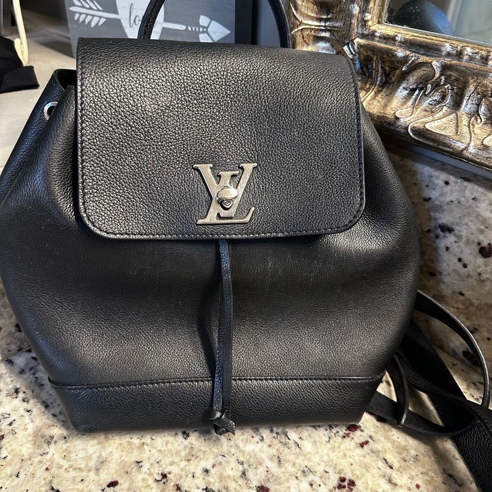 Louis Vuitton Black Leather Backpack